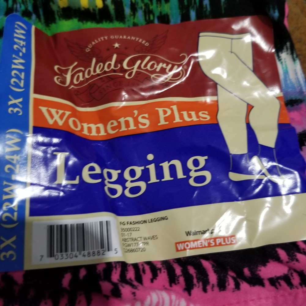 Women's Faded Glory Multicolor Leggings 3x - Picture 2 of 2